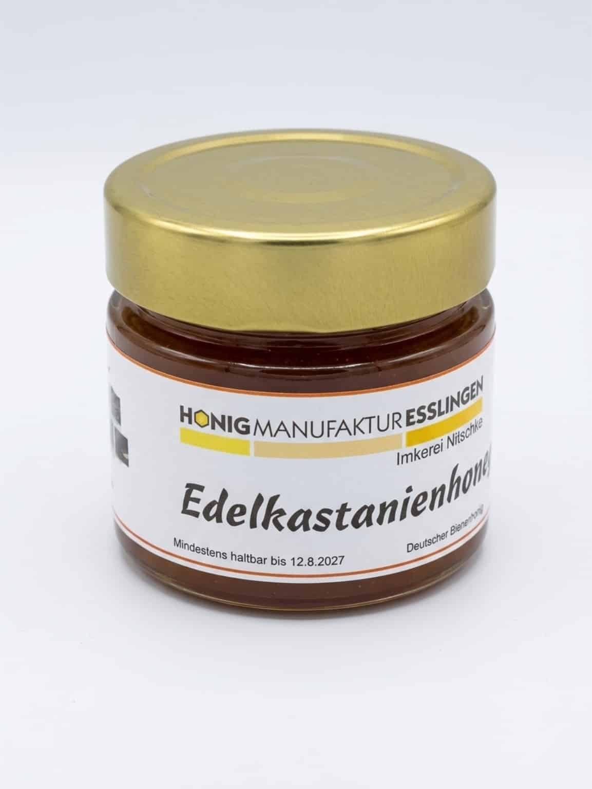 Edelkastanienhonig im 250-g-Glas, tiefgolden